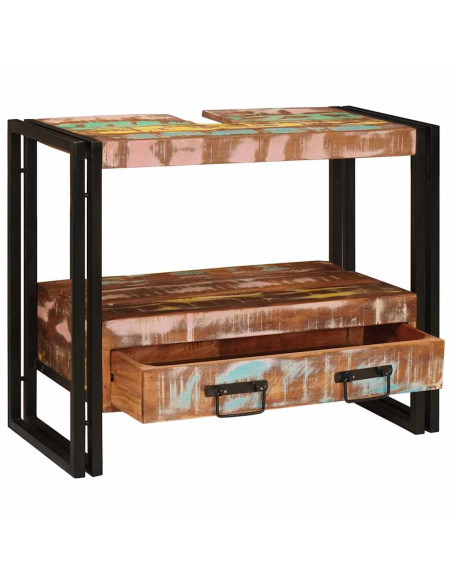 Armadio da bagno Multicolore Legno Recuperato Massello