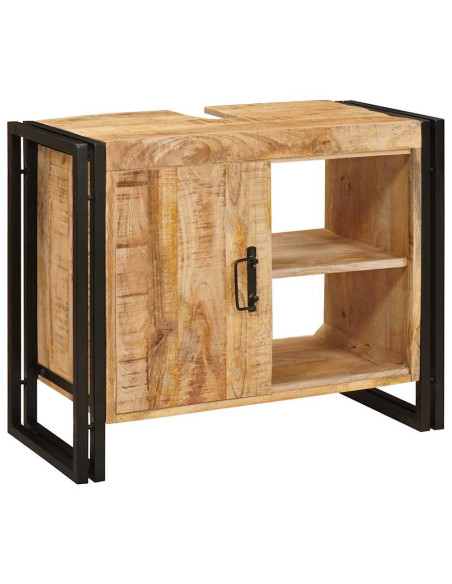 Mobile sottolavabo con porta Legno Massello di Mango, Ferro