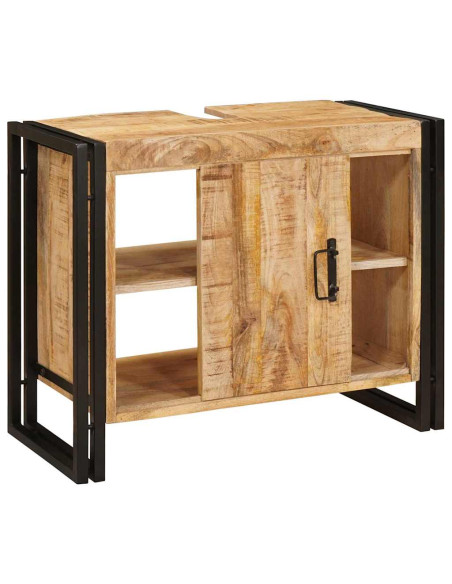 Mobile sottolavabo con porta Legno Massello di Mango, Ferro