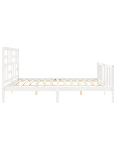 Giroletto Testiera Bianco Super King Size in Legno Massello 2