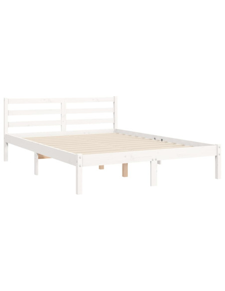 Giroletto con Testiera Bianco 140x190 cm in Legno Massello
