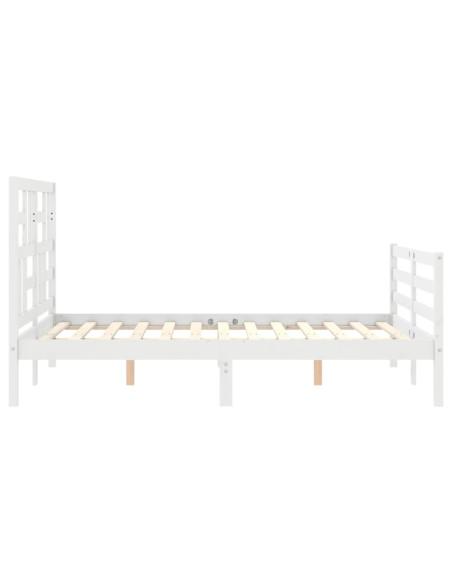 Giroletto con Testiera Bianco 140x200 cm in Legno Massello