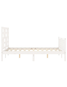 Giroletto con Testiera Bianco 140x200 cm in Legno Massello 2