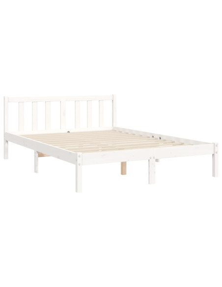 Giroletto con Testiera Bianco 140x200 cm in Legno Massello