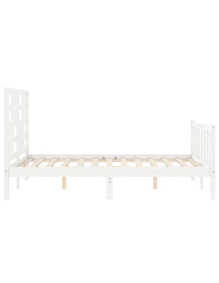 Giroletto con Testiera Bianco 140x190 cm in Legno Massello