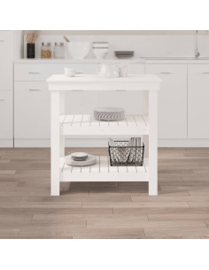 Banco da Lavoro Bianco 78,5x50x80 cm in Legno Massello di Pino 2