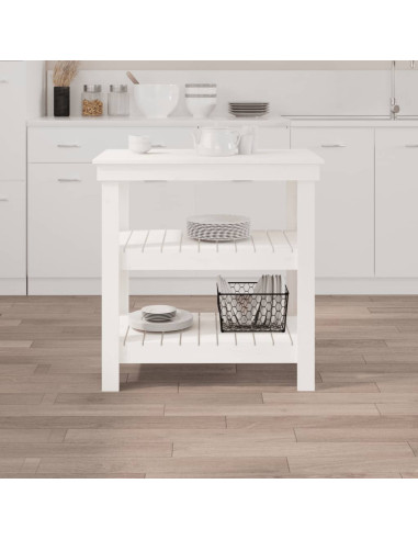 Banco da Lavoro Bianco 78,5x50x80 cm in Legno Massello di Pino