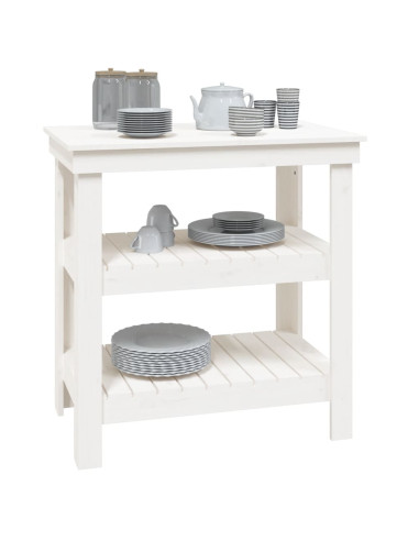 Banco da Lavoro Bianco 78,5x50x80 cm in Legno Massello di Pino