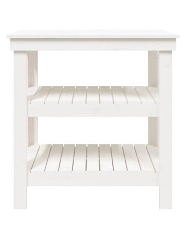 Banco da Lavoro Bianco 78,5x50x80 cm in Legno Massello di Pino