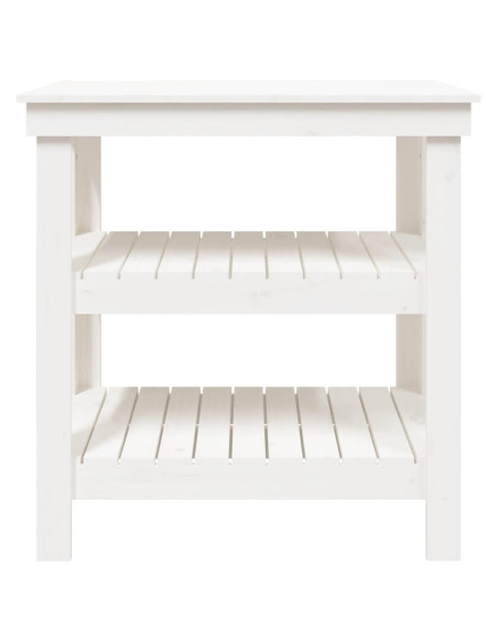 Banco da Lavoro Bianco 78,5x50x80 cm in Legno Massello di Pino