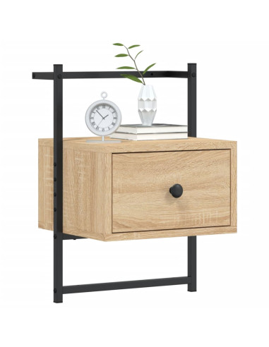 Comodino a Muro Rovere Sonoma 35x30x51 cm Legno Multistrato