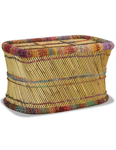 Tavolino da Caffè in Bambù con Dettagli Chindi Multicolore 2