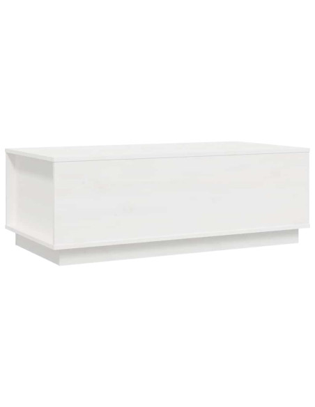 Tavolino da Salotto Bianco 100x50x35 cm Legno Massello di Pino