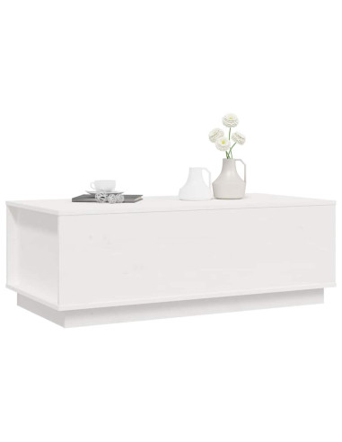 Tavolino da Salotto Bianco 100x50x35 cm Legno Massello di Pino
