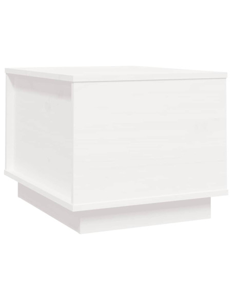 Tavolino da Salotto Bianco 40x50x35 cm Legno Massello di Pino