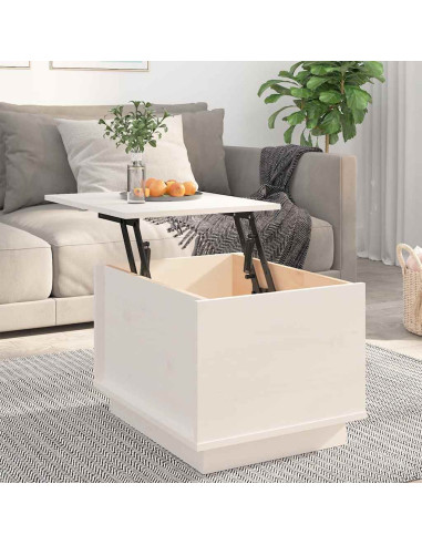 Tavolino da Salotto Bianco 40x50x35 cm Legno Massello di Pino
