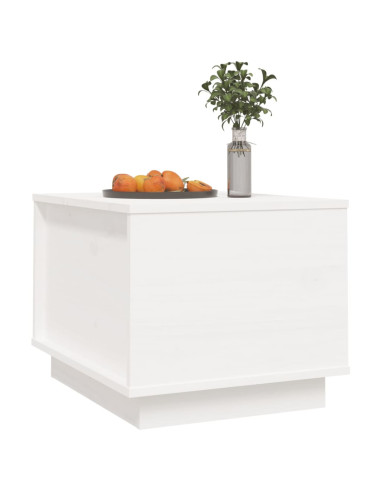 Tavolino da Salotto Bianco 40x50x35 cm Legno Massello di Pino