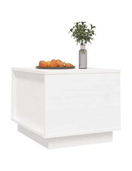 Tavolino da Salotto Bianco 40x50x35 cm Legno Massello di Pino