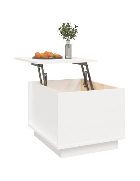 Tavolino da Salotto Bianco 40x50x35 cm Legno Massello di Pino