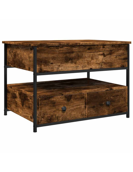 Tavolino Salotto Rovere Fumo 70x50x50 cm Multistrato e Metallo