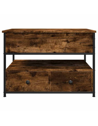 Tavolino Salotto Rovere Fumo 70x50x50 cm Multistrato e Metallo