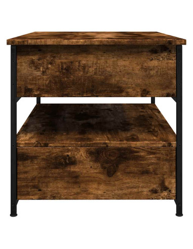 Tavolino Salotto Rovere Fumo 70x50x50 cm Multistrato e Metallo