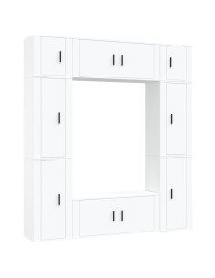 Set Mobili Porta TV 8pz Bianco in Legno Multistrato