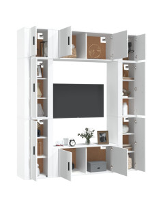 Set Mobili Porta TV 8pz Bianco in Legno Multistrato 2