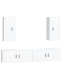 Set di Mobili Porta TV 4 pz Bianco in Legno Multistrato