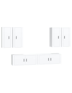 Set di Mobili Porta TV 6 pz Bianco in Legno Multistrato