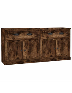 Credenze 2 pz Rovere Fumo in Legno Multistrato