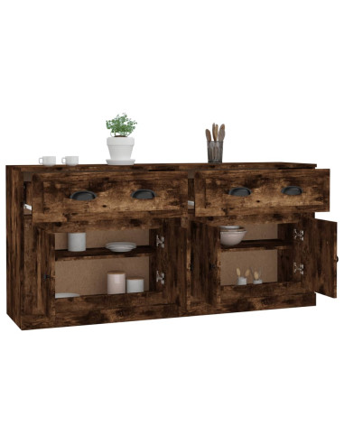 Credenze 2 pz Rovere Fumo in Legno Multistrato