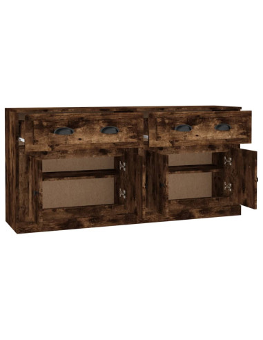 Credenze 2 pz Rovere Fumo in Legno Multistrato