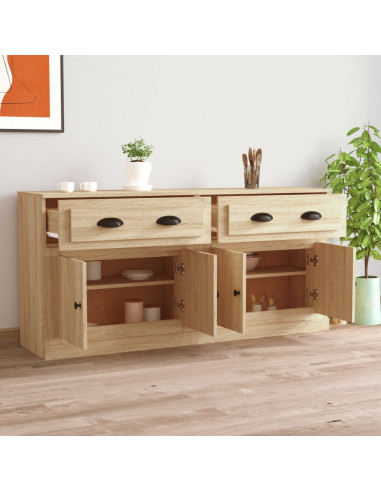 Credenze 2 pz Rovere Sonoma in Legno Multistrato