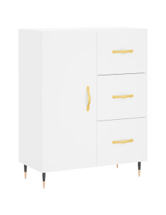 Credenza Bianca 69,5x34x180 cm in Legno Multistrato