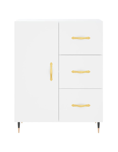 Credenza Bianca 69,5x34x180 cm in Legno Multistrato