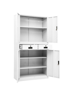 Armadio per Ufficio Bianco 90x40x180 cm in Acciaio 2