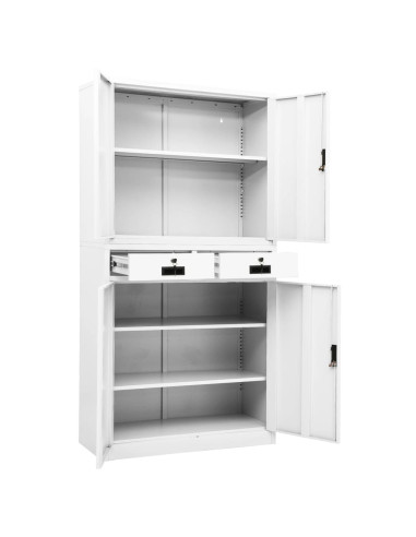 Armadio per Ufficio Bianco 90x40x180 cm in Acciaio
