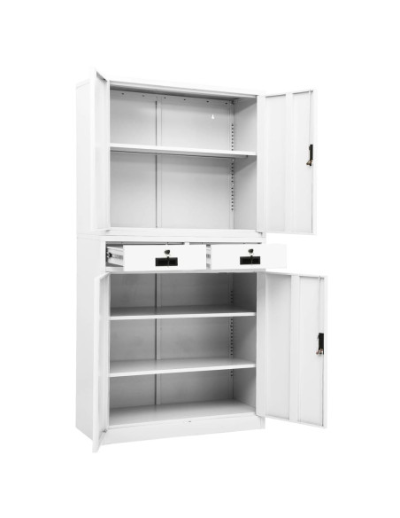 Armadio per Ufficio Bianco 90x40x180 cm in Acciaio