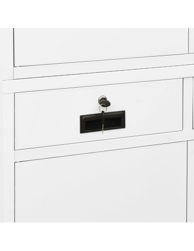 Armadio per Ufficio Bianco 90x40x180 cm in Acciaio