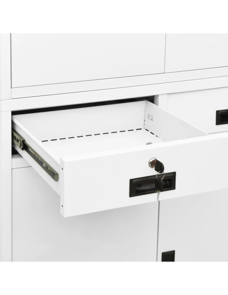 Armadio per Ufficio Bianco 90x40x180 cm in Acciaio