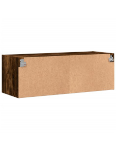 Mobile a Muro con Ante in Vetro Rovere Fumo 102x37x35 cm 2