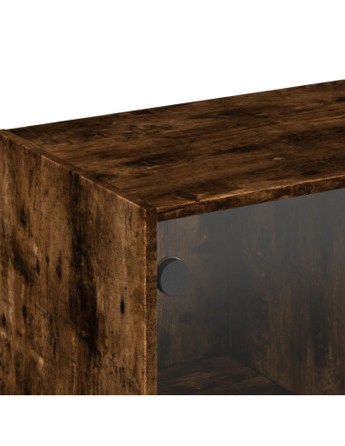 Mobile a Muro con Ante in Vetro Rovere Fumo 102x37x35 cm