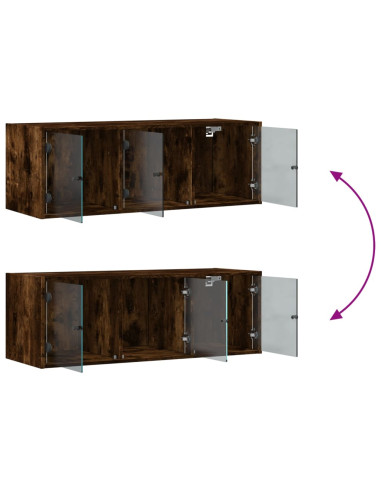 Mobile a Muro con Ante in Vetro Rovere Fumo 102x37x35 cm