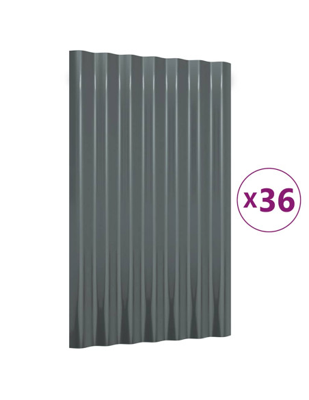 Pannelli Tetto 36pz Acciaio Verniciato Polvere 60x36 Antracite