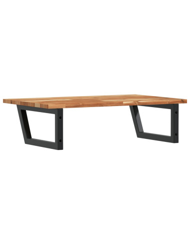 Ripiano a Parete per Lavabo in Acciaio e Massello di Acacia