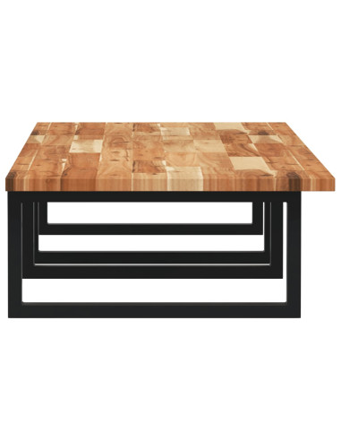 Ripiano a Parete per Lavabo in Acciaio e Massello di Acacia