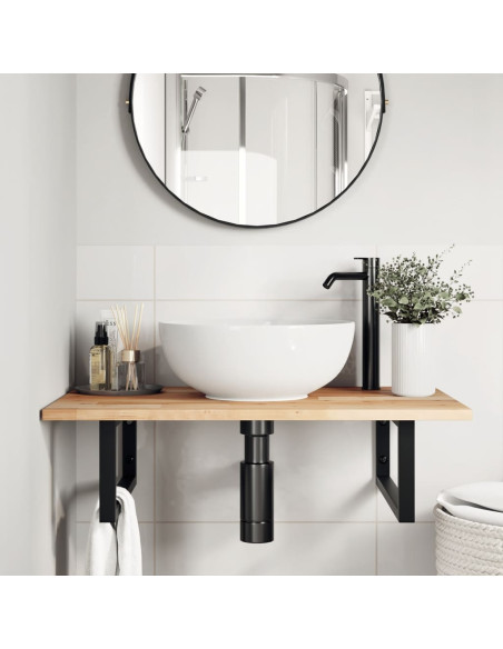 Piano da Bagno Non Trattato 80x50x2 cm Legno Massello di Acacia