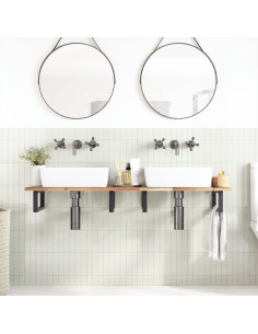 Piano da Bagno Non Trattato 160x40x2cm Legno Massello di Acacia 2