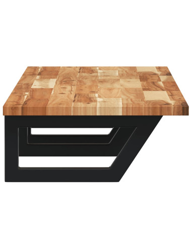 Ripiano a Parete per Lavabo in Acciaio e Massello di Acacia